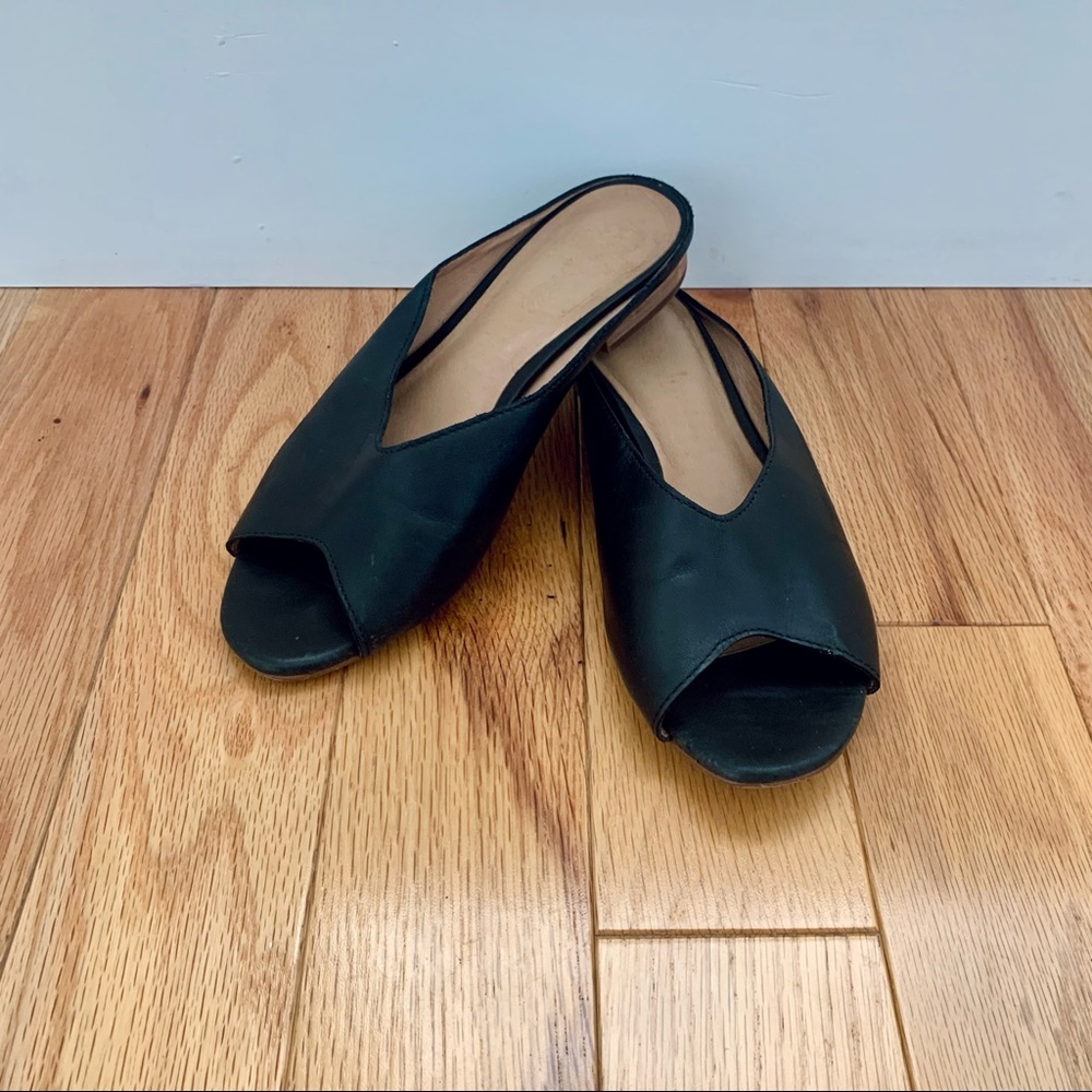 Madewell Black Mules Slides Peep-toe